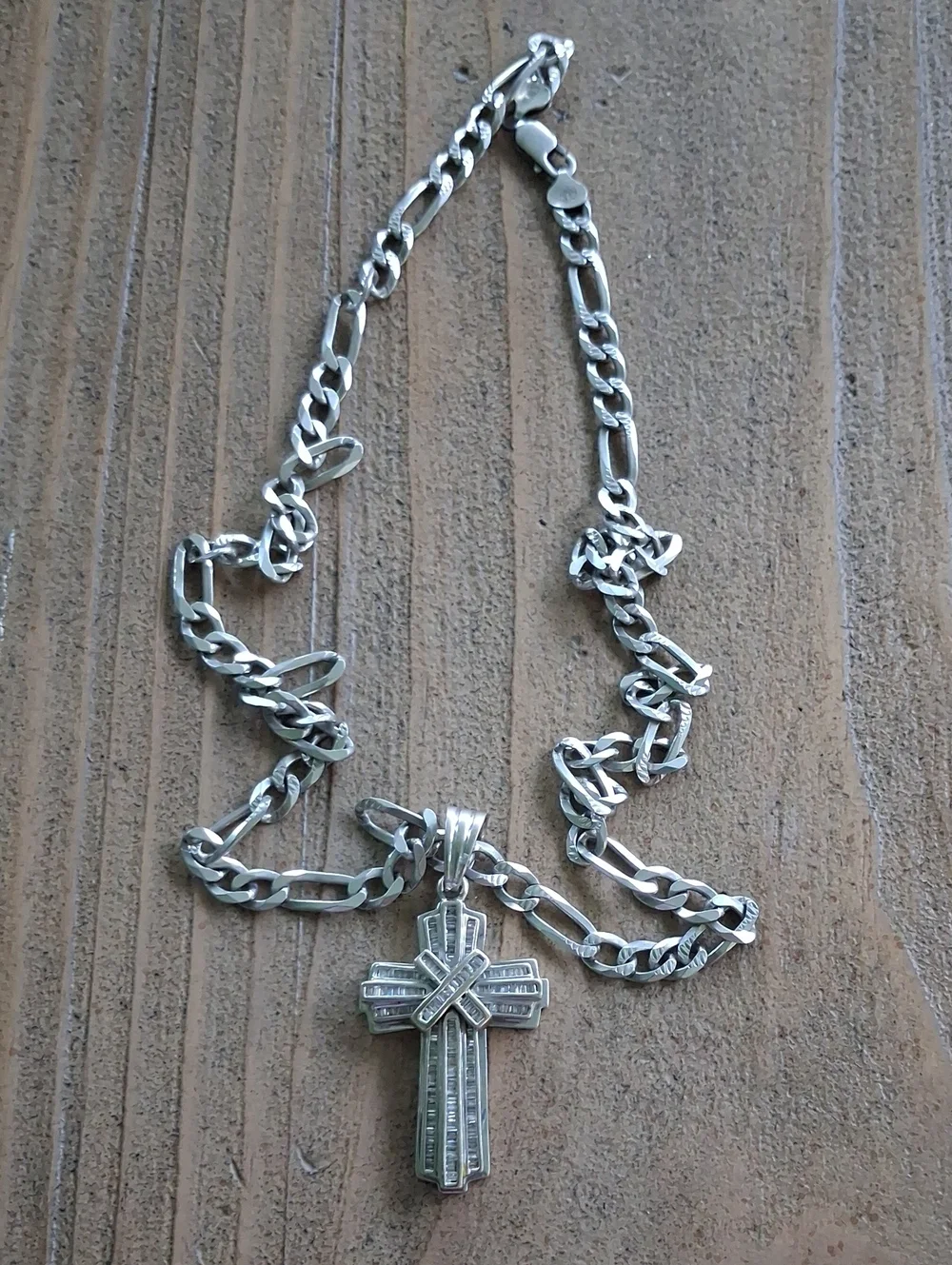 Silver 925 Cross Pendant Necklace - Polished Silver Tone